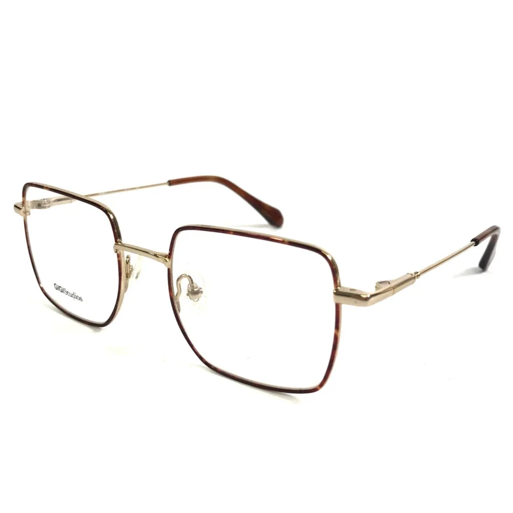 Gigi Studios Eyeglasses Frame ELIN 609/2 Tortoise Gold Square Wire Rim 48-19-135